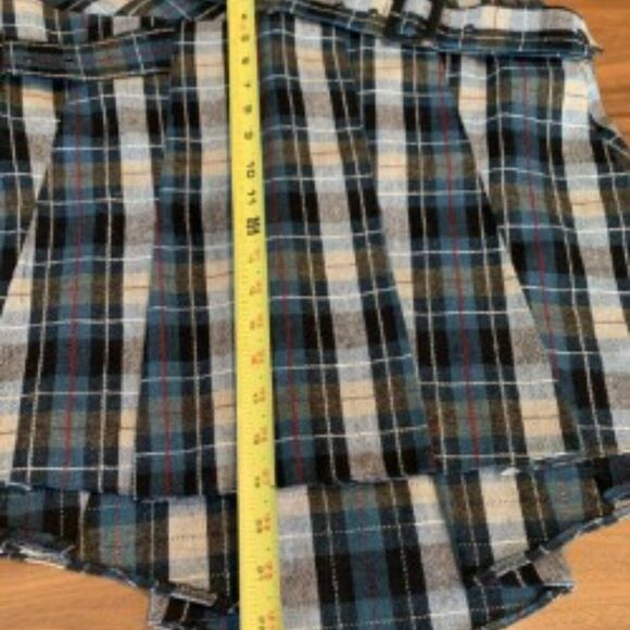 Skirt, plaid, kilt, high low hem, belted, sparkle lurex, EUC, sz Med, - Picture 4 of 15